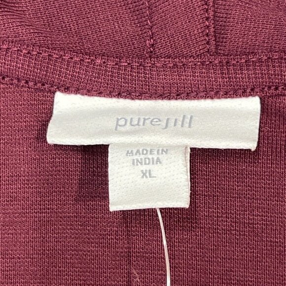 Pure Jill Womens XL Bordeaux Cardigan Multi-Way Wrap Sweater Open‎ Front Maroon - Picture 10 of 13